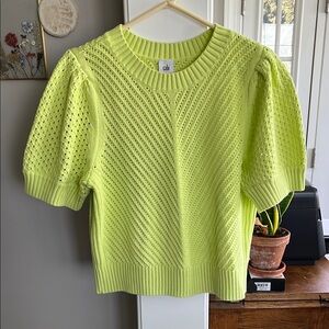 CAbi Bright Green Knit Short Sleeve Sweater